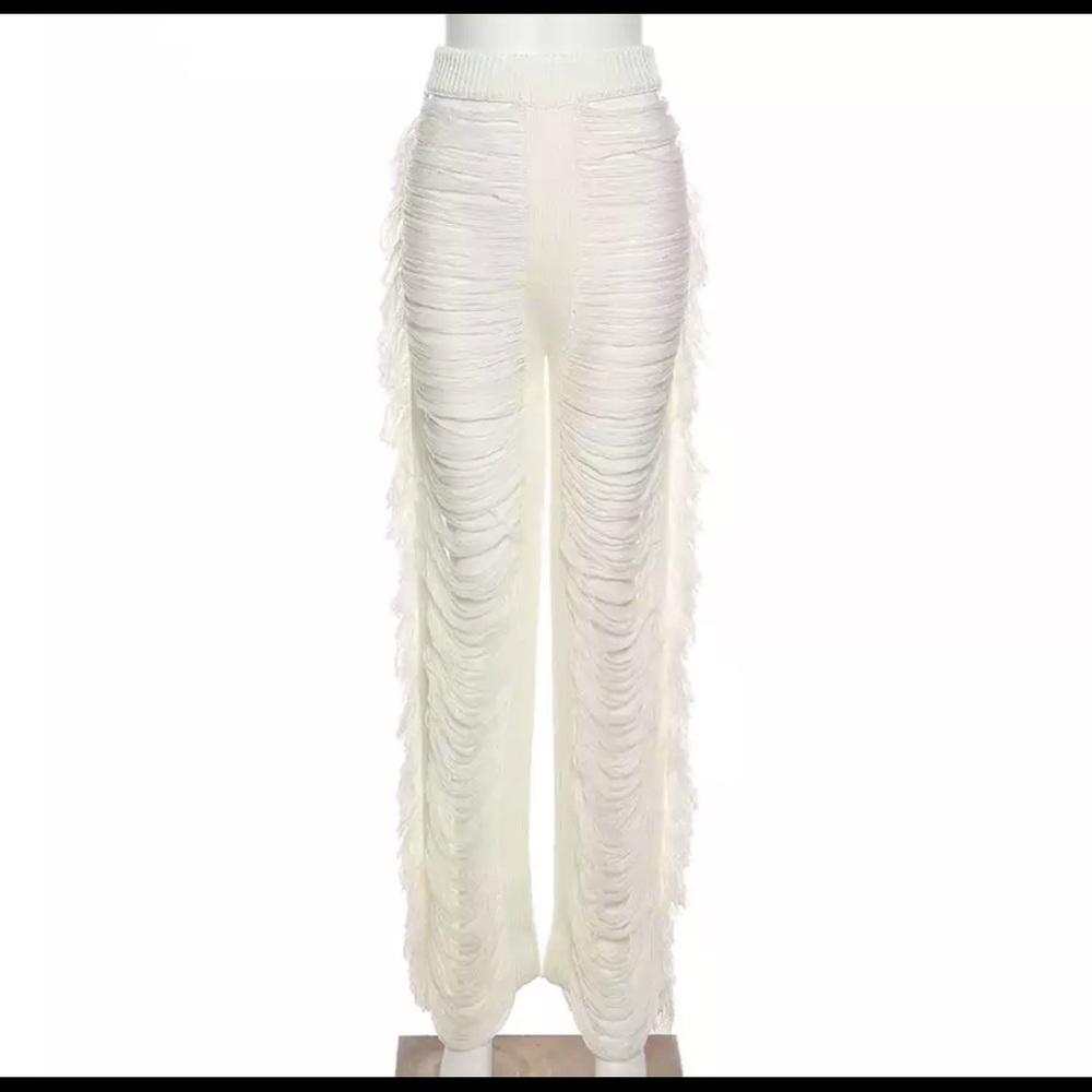 SMALL Tulum White Knit Pants I CHIC BOHO BEACH COVERUP POOL PARTY BURNING-MAN